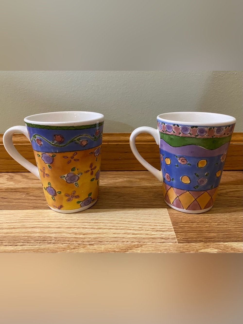 The Sweet Shoppe By Sango
 Ceramic Mugs - Purple and Yellow Set NWOT